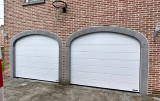 Double Porte de garage sectionnelle Rainure M SLATEGRAIN RAL 9016