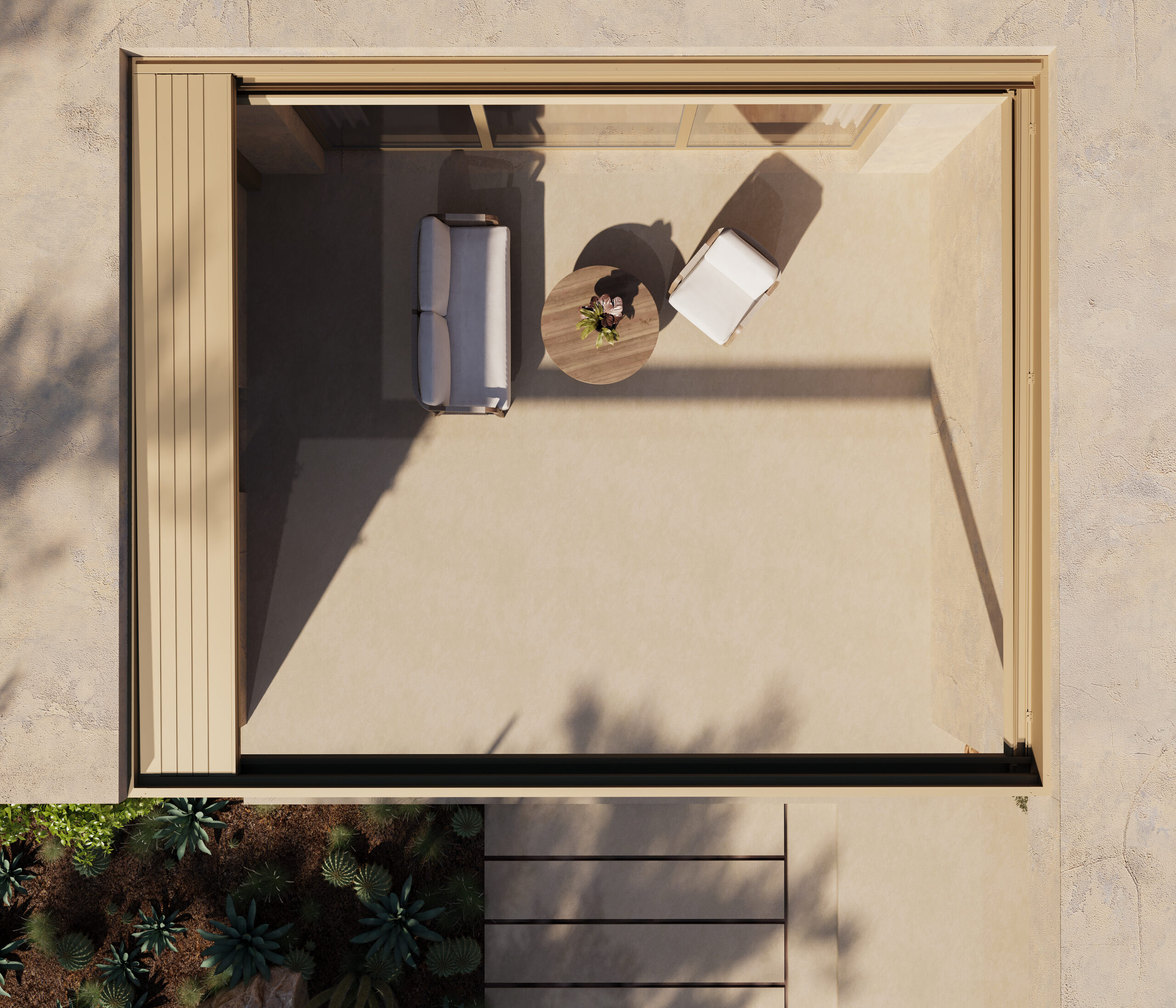Pergola Brustor B310 installée sur une terrasse devant une maison - Ets Latinne 07